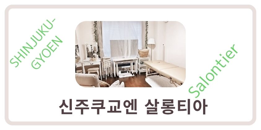 신주쿠교엔 살롱티아의 렌탈 살롱 내부, 마사지 베드와 화장대가 있는 밝은 공간